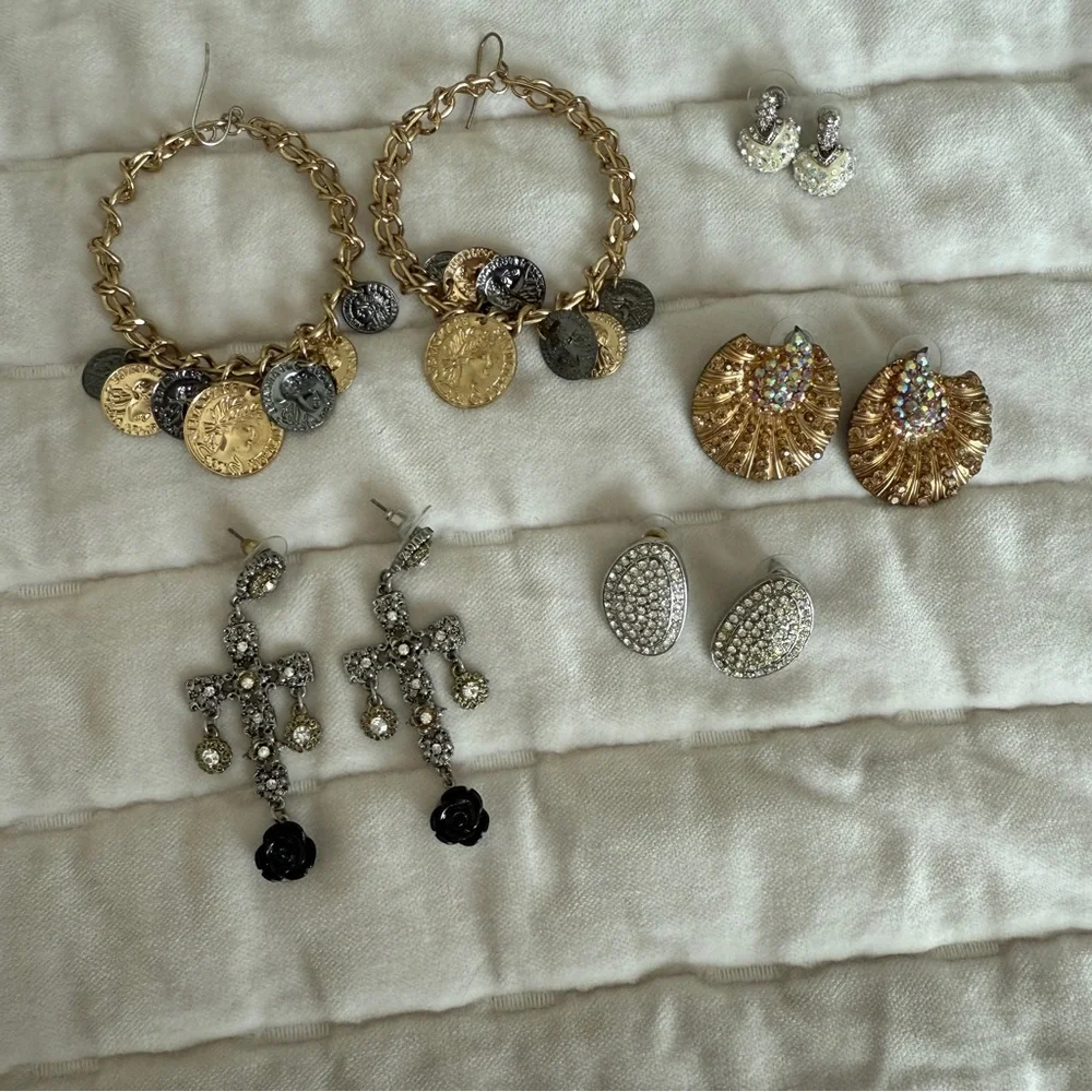 Bundle of 5 pairs of earrings custom jewelry silver gold dangle studs pierced